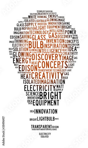 Illustration: bulb text clouds bulb text clouds