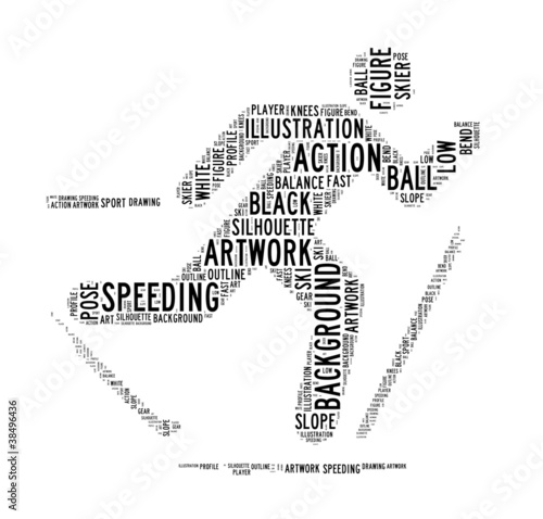 Illustration: ski man text clouds ski man text clouds
