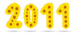 new year 2011, sun flower on white background