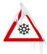 Verkehrsschild mit Schnee