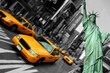 new york city, times square, taxi focus motion blur
