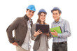 Engineers or Architects with Helmet on White Background Engineers or Architects with Helmet on White Background