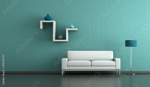 Photo: Wohndesign - weisses Sofa mit Regal Wohndesign - weisses Sofa mit Regal