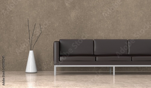 Illustration: Wohndesign - braunes Ledersofa Wohndesign - braunes Ledersofa