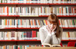 Young student in a library