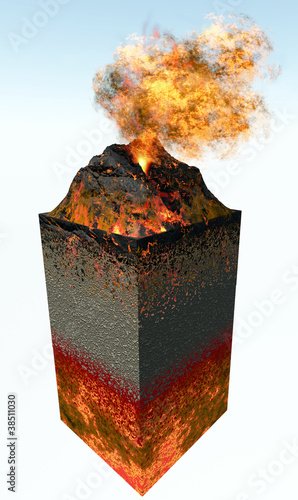 Illustration: Vulcano esplosione sezione terreno eruzione Vulcano esplosione sezione terreno eruzione