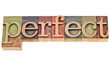 perfect word in letterpress type