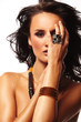 fashion woman with jewelry on white background