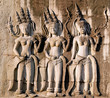 Three dancing apsara on the wall in Angkor Wat Three dancing apsara on the wall in Angkor Wat