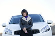 Woman driving her new car