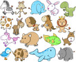 Vector: Cute Animal Safari Wildlife Vector Set Cute Animal Safari Wildlife Vector Set