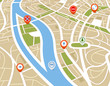 Vector: Perspective background of abstract city map with symbols Perspective background of abstract city map with symbols