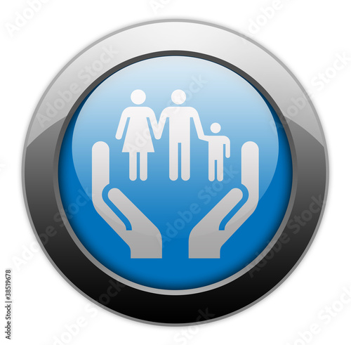 Illustration: Metallic Orb Button "Social Services" Metallic Orb Button "Social Services"