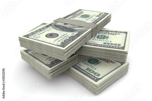 Illustration: 4 Stacks of 100 dollar bills 4 Stacks of 100 dollar bills