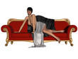 Sexy nude girl posing on a sofa