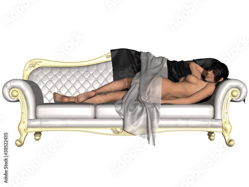 Sexy nude girl posing on a sofa