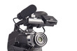 Professional video camera on a white background