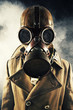 grunge portrait man in gas mask