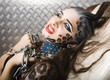 woman with leopard make up