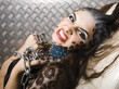 woman with leopard make up