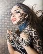 woman with leopard make up