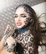 woman with leopard make up