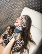woman with leopard make up