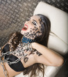 woman with leopard make up