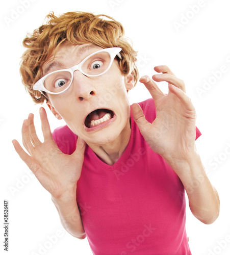Photo: Portrait of stressed nerdy guy Portrait of stressed nerdy guy