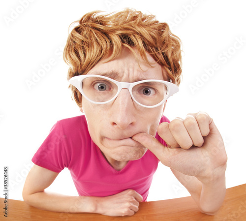 Photo: Anxious nerdy guy Anxious nerdy guy