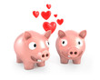 Two piggy banks fall in love Two piggy banks fall in love