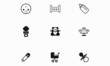 A set of black and white children's icons.