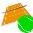 tennis court and green ball illustration