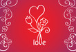 Card with heart and  flowers