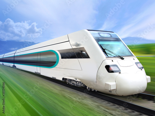 Photo: super streamlined train on rail super streamlined train on rail