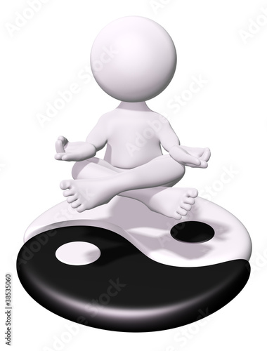 Illustration: 3D man - Meditation and Yin Yang 3D man - Meditation and Yin Yang