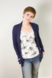 Portrait of young casual redhaired woman