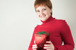 Woman with red gift box