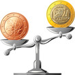 vector German currency versus Greek euro