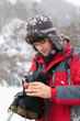 Tourist with camera outdoor Tourist with camera outdoor