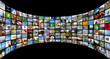 Abstract multimedia background made by different images bent.