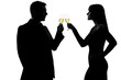 Photo: one couple man and woman drinking champagne partying toasting one couple man and woman drinking champagne partying toasting