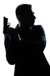 Photo: silhouette man portrait with gun silhouette man portrait with gun