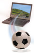 Soccer Ball out of Laptop Computer .