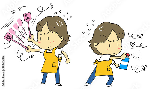 Illustration: ハエ 蚊 女性 ハエ 蚊 女性