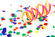 Colorful confetti and party streamer
