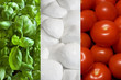 Flag of Italy made with basil, mozzarella and tomatoes