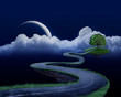 The road to tree - night time