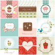 Greeting cards and cupcakes set Greeting cards and cupcakes set