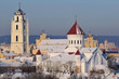 Vilnius old town cityscape, winter morning